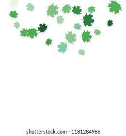 Confetti of multicolored leaves isolated on white background.Falling confetti from minimalistic maple leaves. Abstract leaf for label, card, poster, cover, leaflet, textile design.