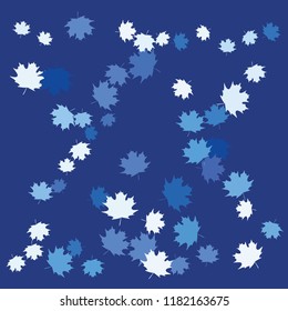 Confetti of multicolored leaves isolated on white background.Falling confetti from minimalistic maple leaves. Abstract leaf for label, card, poster, cover, leaflet, textile design.