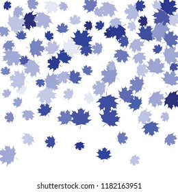 Confetti of multicolored leaves isolated on white background.Falling confetti from minimalistic maple leaves. Abstract leaf for label, card, poster, cover, leaflet, textile design.