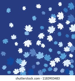 Confetti of multicolored leaves isolated on white background.Falling confetti from minimalistic maple leaves. Abstract leaf for label, card, poster, cover, leaflet, textile design.