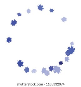 Confetti of multicolored leaves isolated on white background.Falling confetti from minimalistic maple leaves. Abstract leaf for label, card, poster, cover, leaflet, textile design.