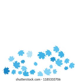 Confetti of multicolored leaves isolated on white background.Falling confetti from minimalistic maple leaves. Abstract leaf for label, card, poster, cover, leaflet, textile design.