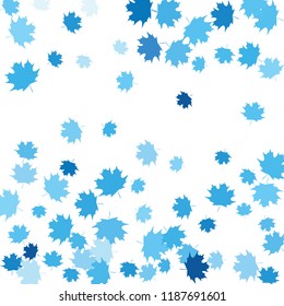Confetti of multicolored leaves isolated on white background.Falling confetti from minimalistic maple leaves. Abstract leaf for label, card, poster, cover, leaflet, textile design.