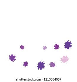 Confetti of multicolored leaves isolated on white background.Falling confetti from minimalistic maple leaves. Abstract leaf for label, card, poster, cover, leaflet, textile design.