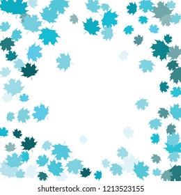 Confetti of multicolored leaves isolated on white background.Falling confetti from minimalistic maple leaves. Abstract leaf for label, card, poster, cover, leaflet, textile design.