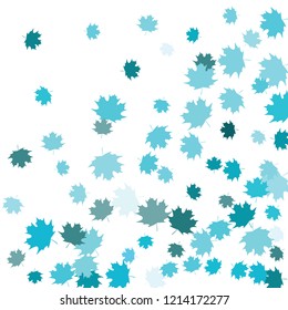 Confetti of multicolored leaves isolated on white background.Falling confetti from minimalistic maple leaves. Abstract leaf for label, card, poster, cover, leaflet, textile design.