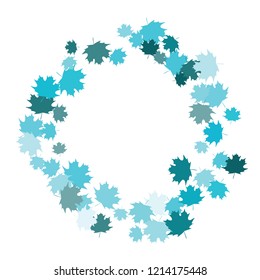 Confetti of multicolored leaves isolated on white background.Falling confetti from minimalistic maple leaves. Abstract leaf for label, card, poster, cover, leaflet, textile design.