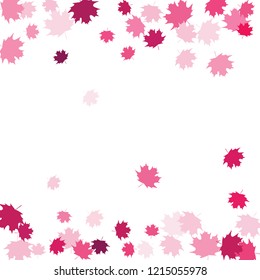 Confetti of multicolored leaves isolated on white background.Falling confetti from minimalistic maple leaves. Abstract leaf for label, card, poster, cover, leaflet, textile design.