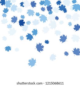 Confetti of multicolored leaves isolated on white background.Falling confetti from minimalistic maple leaves. Abstract leaf for label, card, poster, cover, leaflet, textile design.