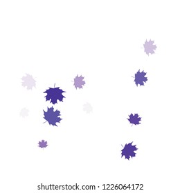 Confetti of multicolored leaves isolated on white background.Falling confetti from minimalistic maple leaves. Abstract leaf for label, card, poster, cover, leaflet, textile design.