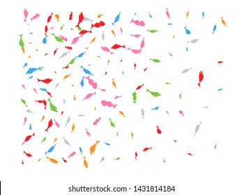 Confetti new background blend. Colored hand drawn fish light. The good confetti background illustrations design.