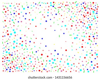 Confetti new background decorative. Confetti of light backgrounds. Colored hexagons, stars, ovals particles.