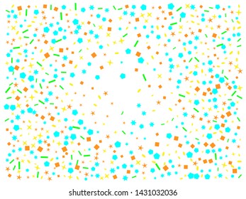 Confetti new background minimalistic. Colored hexagons, stars, ovals galaxy. Wonderful confetti background texture.