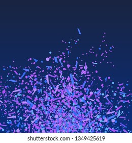 Confetti on dark background. Bright explosion. Texture with colorful glitters. Pattern for work. Print for banners, posters and flyers. Doodle for design and business