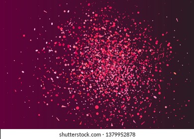 Confetti on dark background. Bright explosion. Holiday texture with colorful glitters. Print for banners, posters and flyers. Doodle for your business