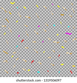 CONFETTI ON A GRAY TRANSPARENT BACKGROUND