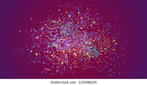 Confetti on isolated background. Bright explosion. Colored firework. Geometric texture with colorful glitters. Image for banners, posters and flyers. Greeting cards