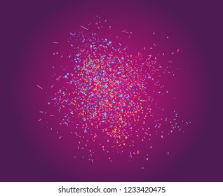 Confetti on isolated background. Bright explosion. Colored firework. Geometric texture with colorful glitters. Image for banners, posters and flyers. Greeting cards