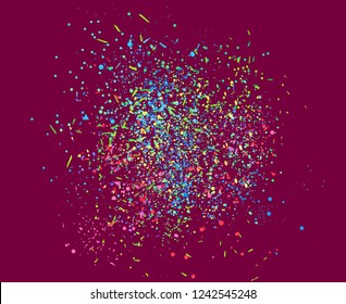 Confetti on isolated background. Bright explosion. Colored firework. Geometric texture with colorful glitters. Image for banners, posters and flyers. Greeting cards