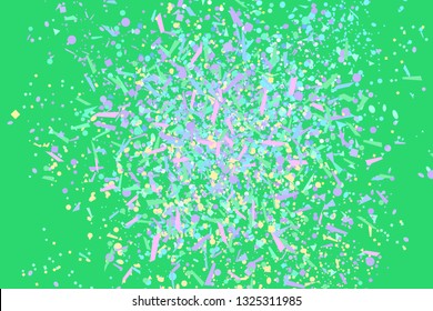 Confetti on isolated background. Colorful pattern with geometric shapes. Holiday texture from glitters. Luxury colored frame. Print for banner, flyer, poster or textile