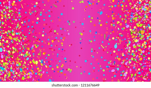 Confetti on isolated background. Texture with many glitters. Pattern for flyers, banners and textiles. Greeting cards