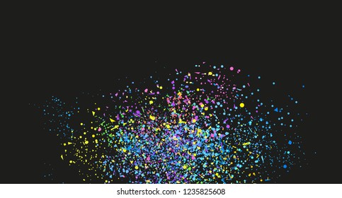 Confetti on isolated background. Texture with many colorful glitters. Holiday bright elements. Pattern for flyers, banners and textiles. Greeting cards