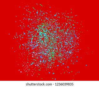 Confetti on isolated background. Texture with many glitters. Holiday elements. Pattern for flyers, banners and textiles. Greeting cards