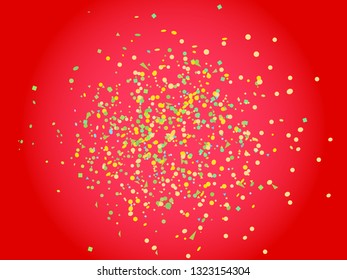 Confetti on isolated background. Texture with many colorful glitters. Holiday bright elements. Festive pattern for flyers, banners and textiles