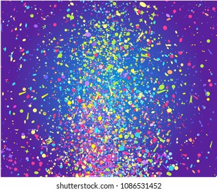 Confetti on isolated dark background. Geometrical pattern with glitters. Bright texture for design. Print for banners, posters, flyers and textiles. Greeting cards