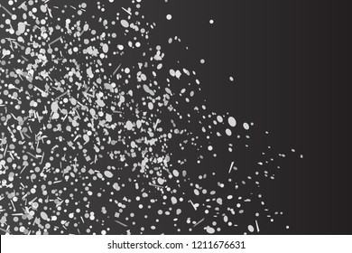 Confetti on isolated dark background. Luxury texture. Festive backdrop with glitters. Pattern for work. Print for polygraphy, posters, banners and textiles. Doodle for design and business