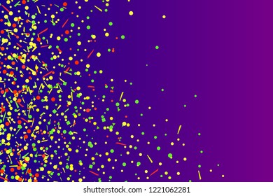 Confetti on isolated dark background. Bright explosion. Colored firework. Geometric texture with colorful glitters. Image for banners, posters and flyers. Greeting cards