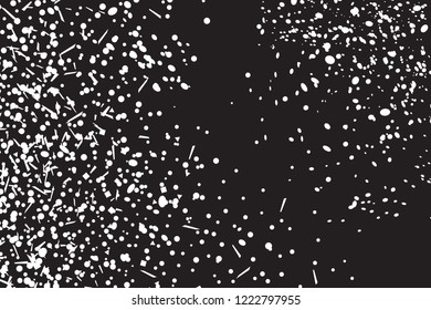 Confetti on isolated dark background. Geometric holiday texture with glitters. Image for banners, posters and flyers. Greeting cards. Black and white illustration