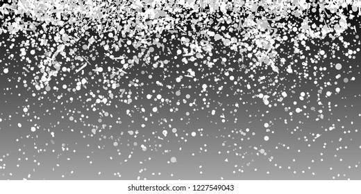 Confetti on isolated dark background. Geometric holiday texture with glitters. Image for banners, posters and flyers. Greeting cards. Black and white illustration