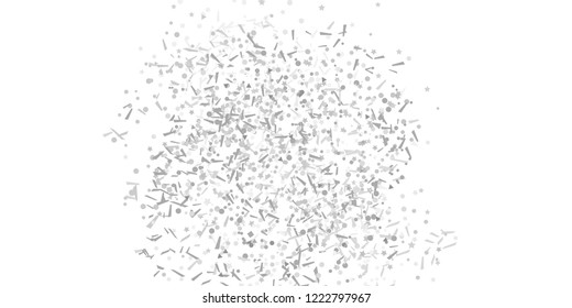 Confetti on isolated white background. Geometric texture with glitters. Image for banners, posters and flyers. Greeting cards. Black and white illustration