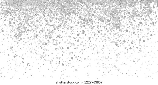 Confetti on isolated white background. Geometric texture with glitters. Image for banners, posters and flyers. Greeting cards. Black and white illustration