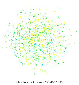 Confetti on isolated white background. Texture with many glitters. Holiday elements. Pattern for flyers, banners and textiles. Greeting cards