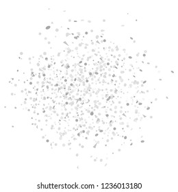 Confetti on isolated white background. Geometric holiday texture with glitters. Image for banners, posters and flyers. Greeting cards. Black and white illustration