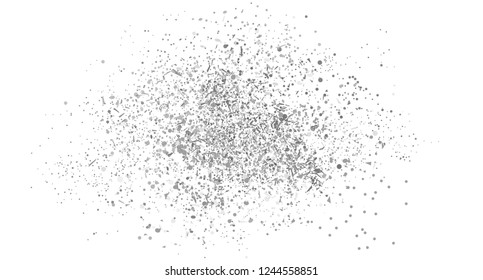 Confetti on isolated white background. Geometric holiday texture with glitters. Image for banners, posters and flyers. Greeting cards. Black and white illustration