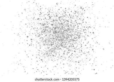 Confetti on isolated white background. Geometric holiday texture with glitters. Black and white illustration