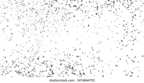 Confetti on isolated white background. Geometric holiday texture with glitters. Black and white illustration