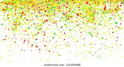 Confetti on isolated white. Texture with falling geometric elements. Abstract background. Pattern for design. Print for polygraphy, banners, flyers and textiles