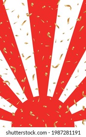 Confetti en el fondo radial. Ilustración vectorial. 