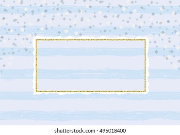 Confetti on a striped background. Blue pattern. Hand painted brush strokes. Falling Snow . Christmas Holiday Mood Background. New Year Weather Background