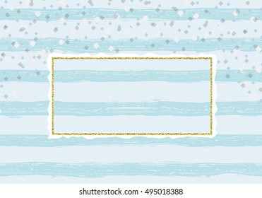 Confetti on a striped background. Cyan pattern. Hand painted brush strokes. Falling Snow . Christmas Holiday Mood Background. New Year Weather Background