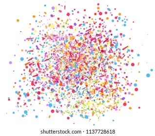 Confetti on white. Background with multicolored glitters. Pattern for design. Print for flyers, posters, banners and textiles. Greeting cards. Luxury texture