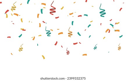 Confetti on a white background. Confetti of various shapes and colors falling from a height on a white background. Vector illustration EPS10.