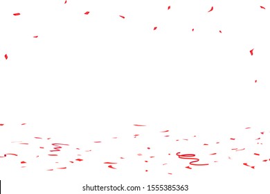 Confetti paper and red ribbon falling on the floor, sale event, celebrate holiday party vector background