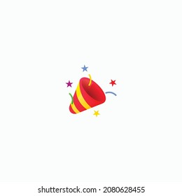 Confetti party icon vector with ribbon pattern, logo illustration isolated on soft gray.