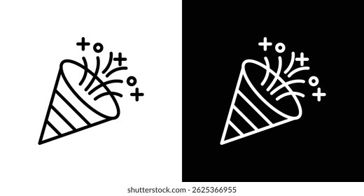 Confetti party popper icon concept stroke on white background