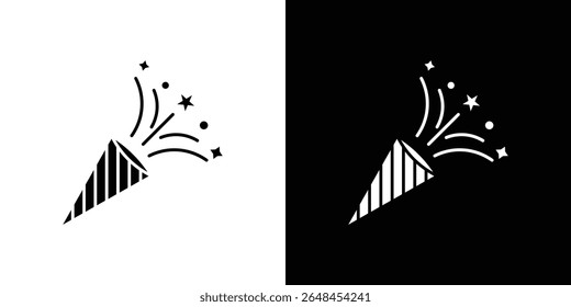 Confetti party popper icon symbol collection. Flat vector stock illustration.